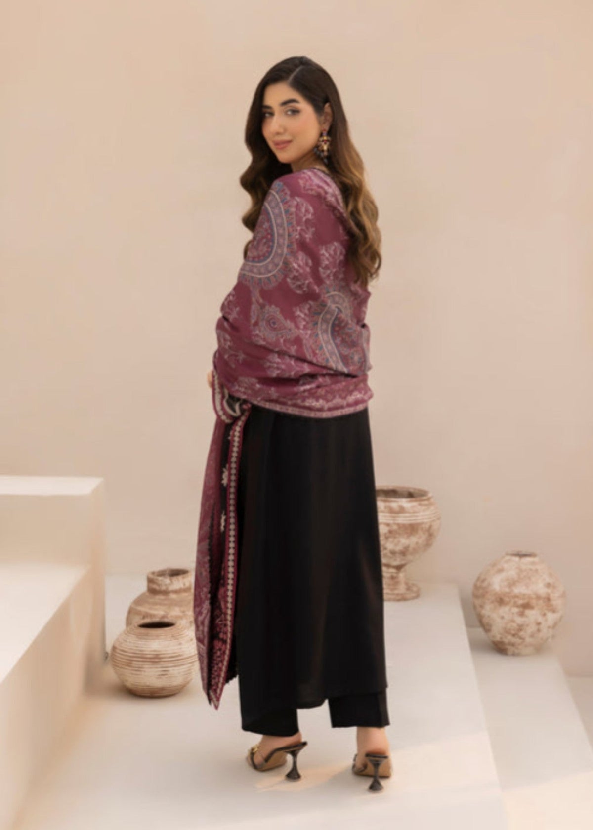 Black Dhanak 3 Piece Unstitched Suit Online in Sri Lanka India Australia