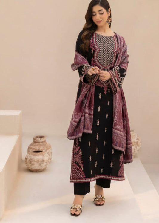 Straight Cut Black Dhanak Pakistani Clothes Online in Dubai DXB UAE Abudhabi Meena Bazaar