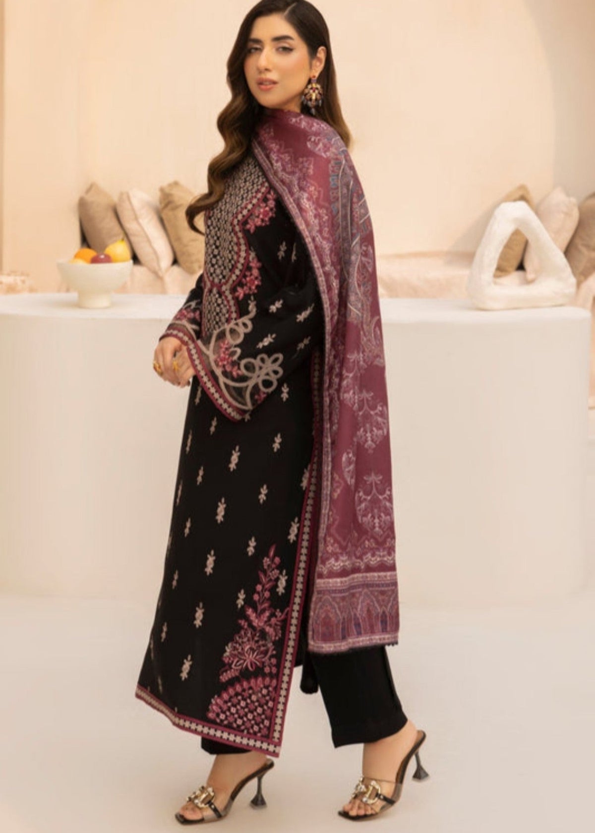 Black Dhanak Straight Trouser Suit Online in UK USA Canada