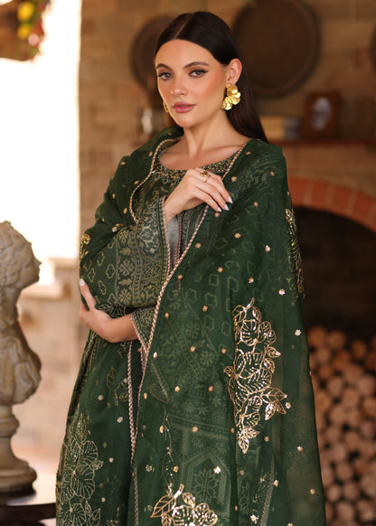 Green Jacquard Straight Cut Pakistani Clothes Online in Dubai DXB UAE Abudhabi Meena Bazaar