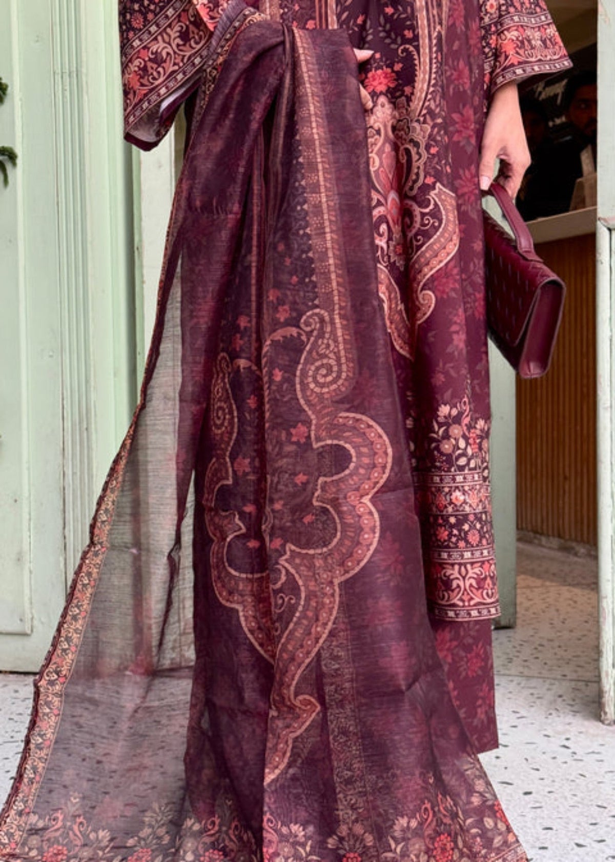 Purple Raw Silk Kurta Set Online in Dubai UAE Abudhabi Ajman Sharjah
