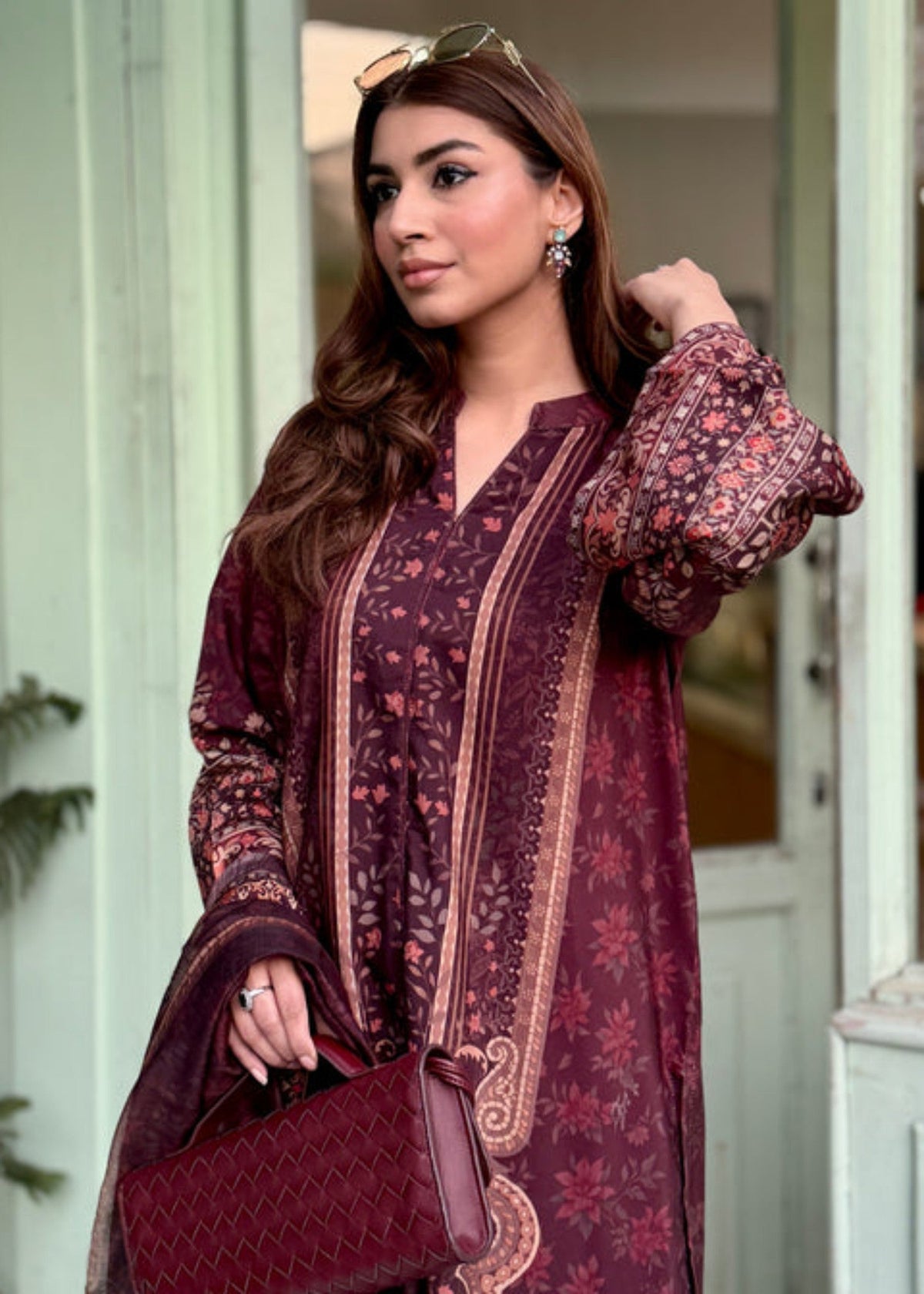 Purple Raw Silk Pakistani Designer Suit Online in Dubai DXB UAE Abudhabi Meena Bazaar