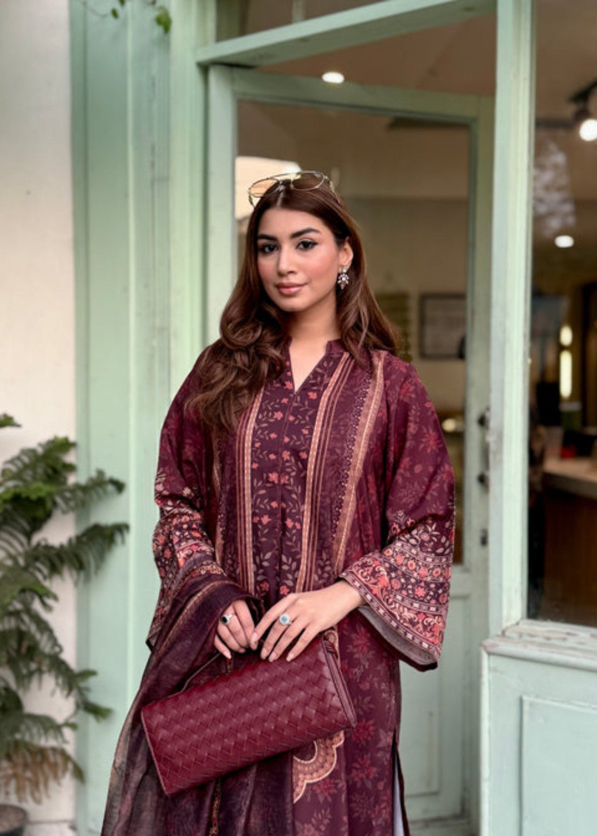 Purple Raw Silk Straight Trouser Suit Online in Sri Lanka India Australia