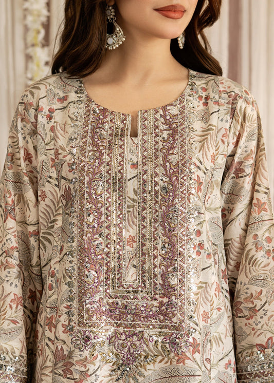 Straight Cut Peach Lawn Kurta Set Online in Dubai DXB UAE Abudhabi Meena Bazaar