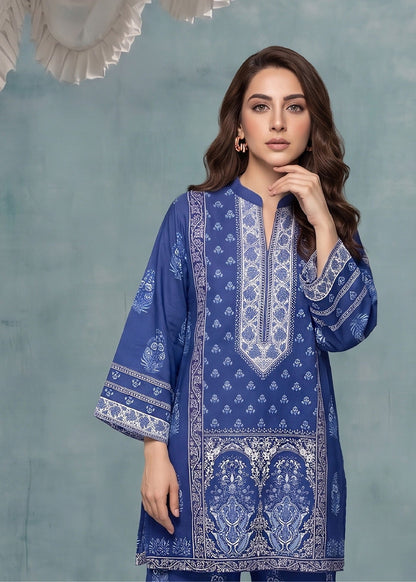 Summer Special Blue Slub Lawn 2 Piece Kurta Set Online in UK USA Canada