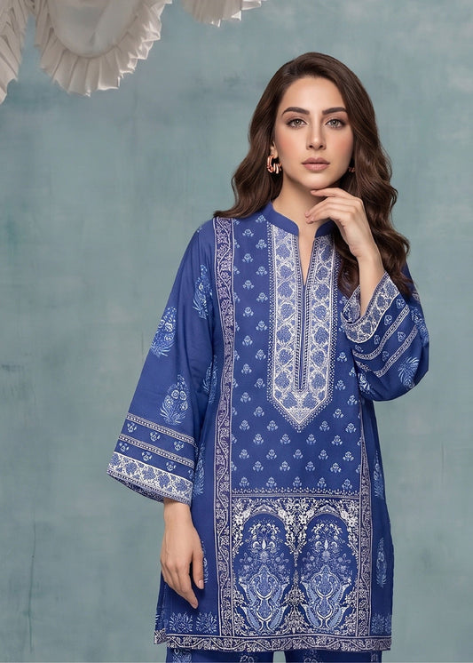 Summer Special Blue Slub Lawn 2 Piece Kurta Set Online in UK USA Canada