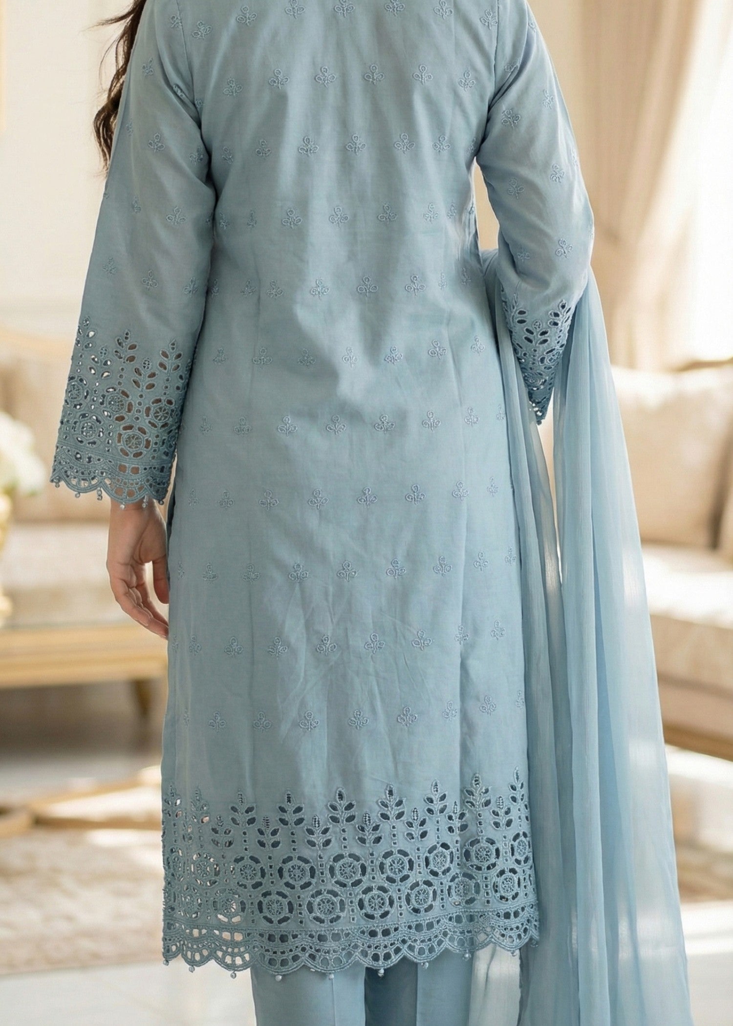 Straight Kurta Embroidered Chikankari Suit Online in Sri Lanka India Australia