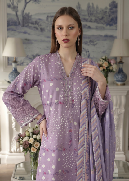 Straight Kurta Purple Ash Embroidered Lawn Suit Online in Dubai UAE Abudhabi Ajman Sharjah