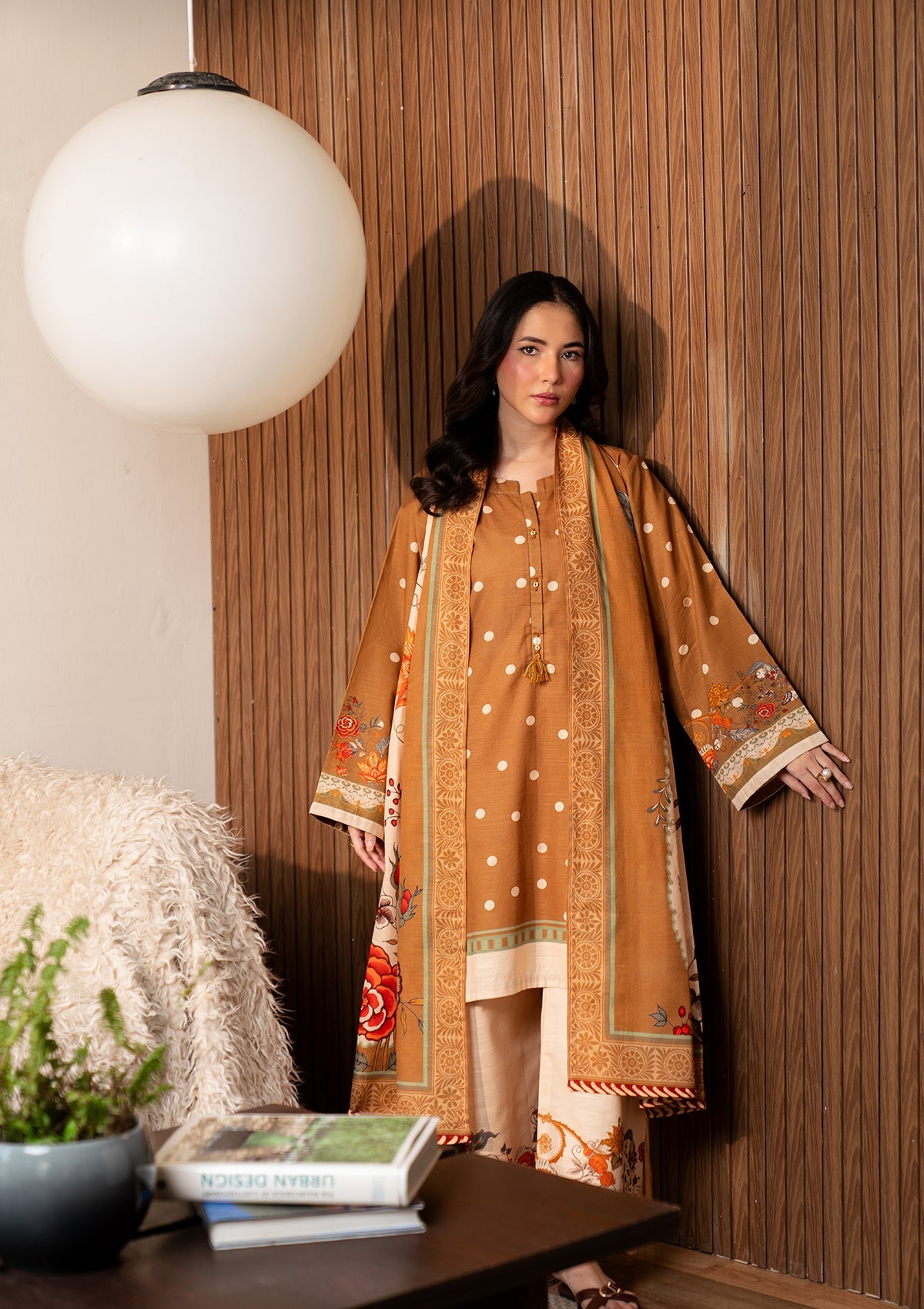 Straight Kurta Trouser Printed Khaddar Ladies Salwar Kameez Online in UK USA Canada