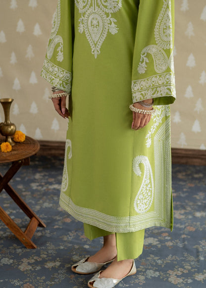 Straight Kurta Trouser Set Apple Green Online in KSA Riyadh Saudi Arabia Oman Bahrain Qatar