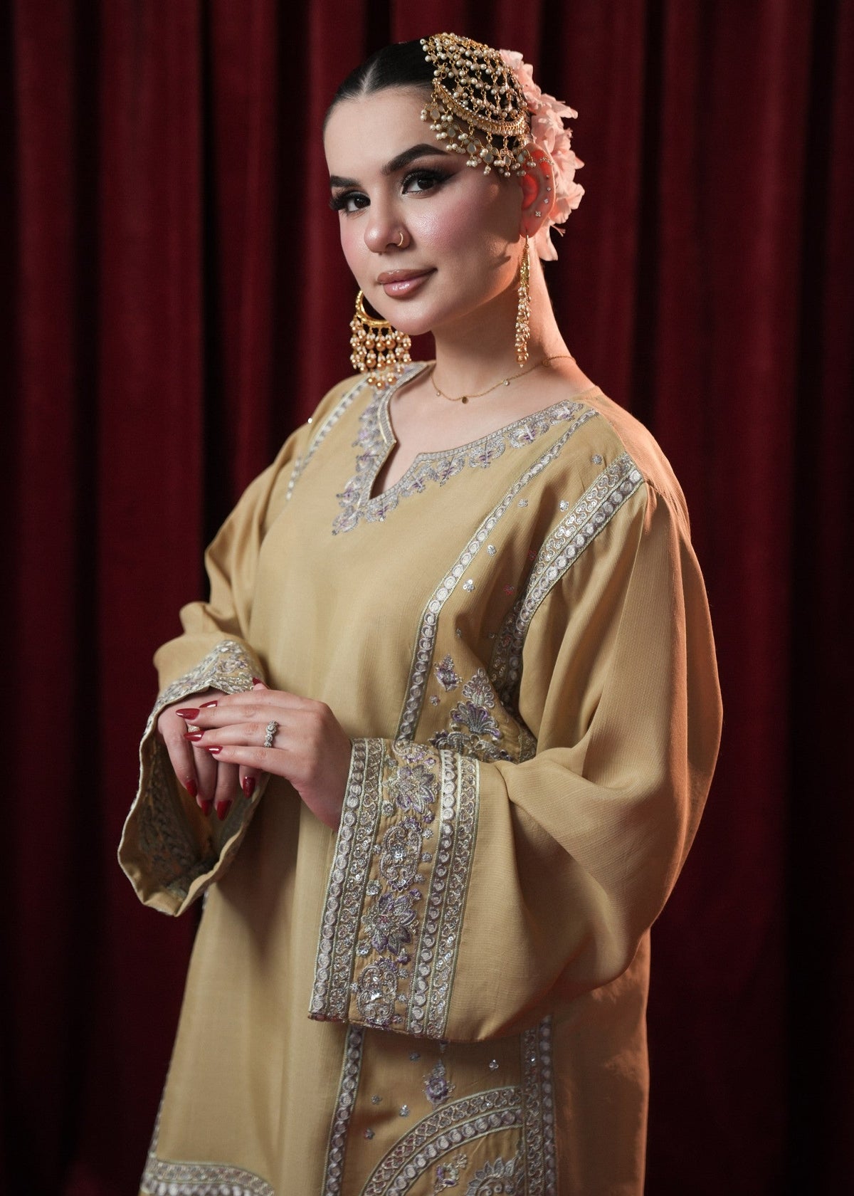 Straw Embroidered Raw Silk Pakistani Designer Suit Online in Sri Lanka India Australia