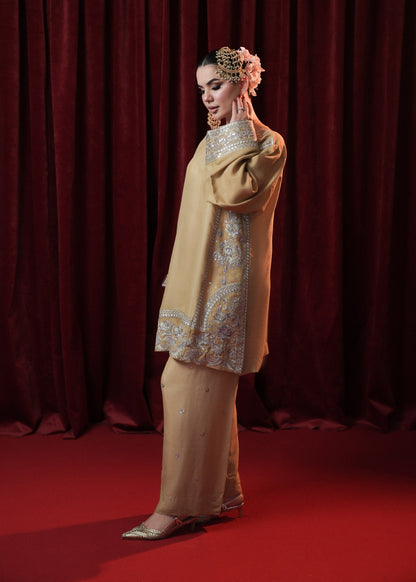 Straw Raw Silk Embellished Salwar Suit Online in UK USA Canada