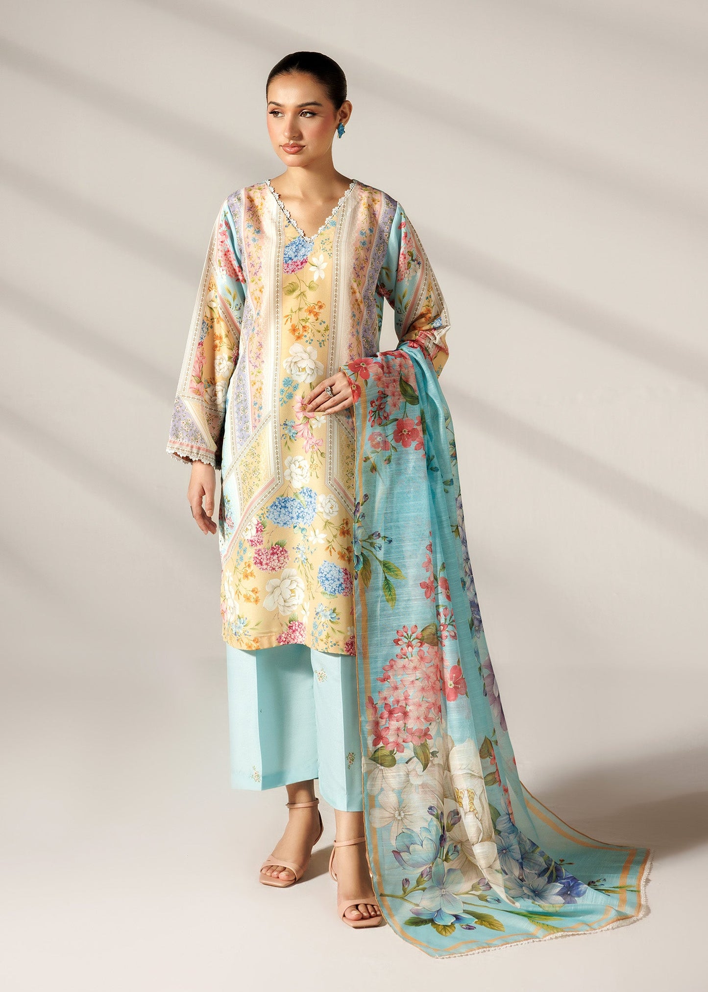 Stylish Multi Tone Lawn Suit with Dupatta Online in Sri Lanka India Australia