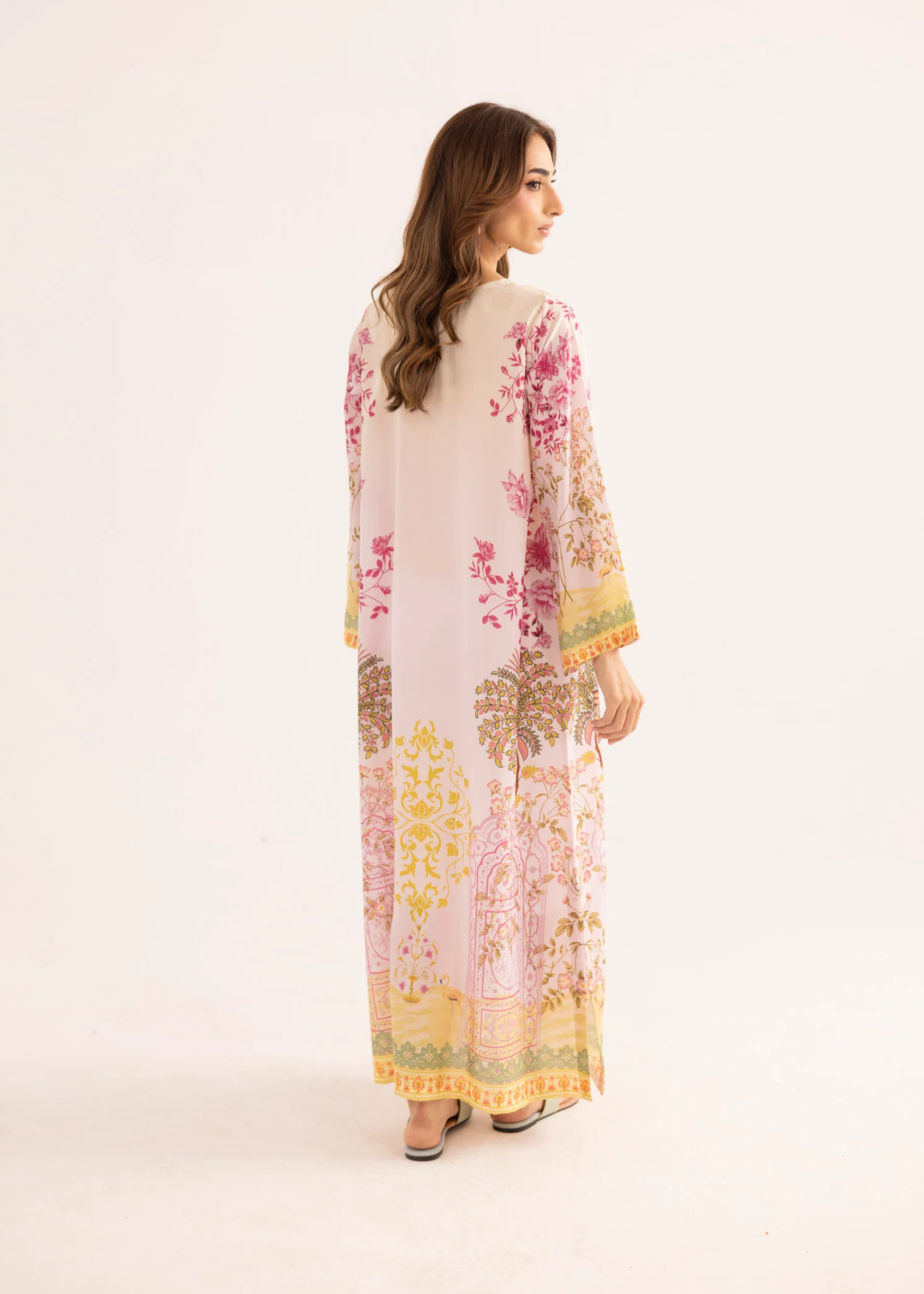 Sublimation Printed Pink Kaftan Dress Online in UK USA Canada