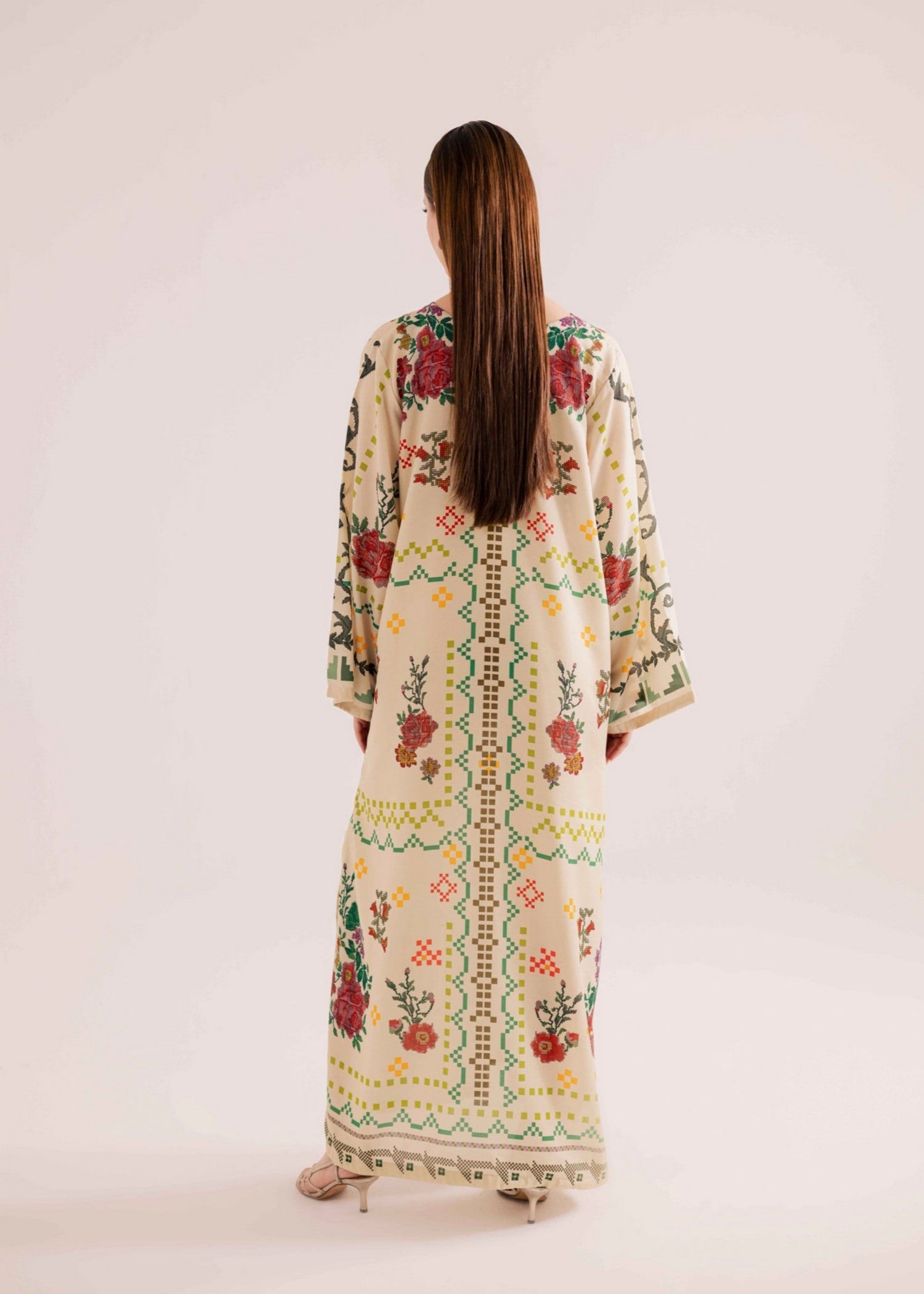 Sublimation Printed Raw Silk Kaftan for Women Online in KSA Riyadh Saudi Arabia Oman Bahrain Qatar