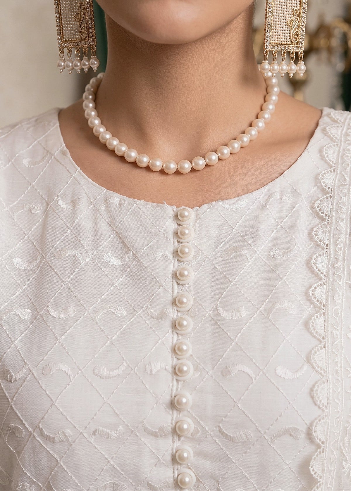 White Chiffon Pishwas Partywear Suit Online in UK USA Canada