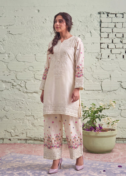 Summer Embroidered Off-White Pakistani Suit Online in Dubai DXB UAE Abudhabi Meena Bazaar