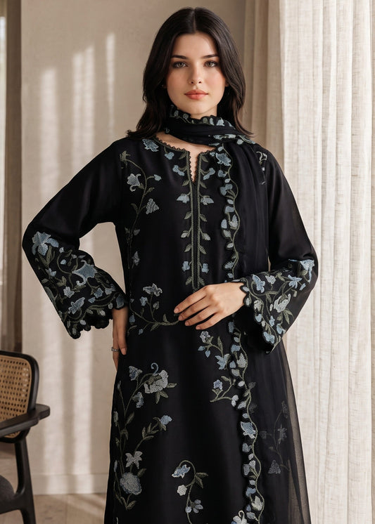 Summer Wear Black Lawn Cotton Pakistani Suit Online in Sri Lanka India Australia