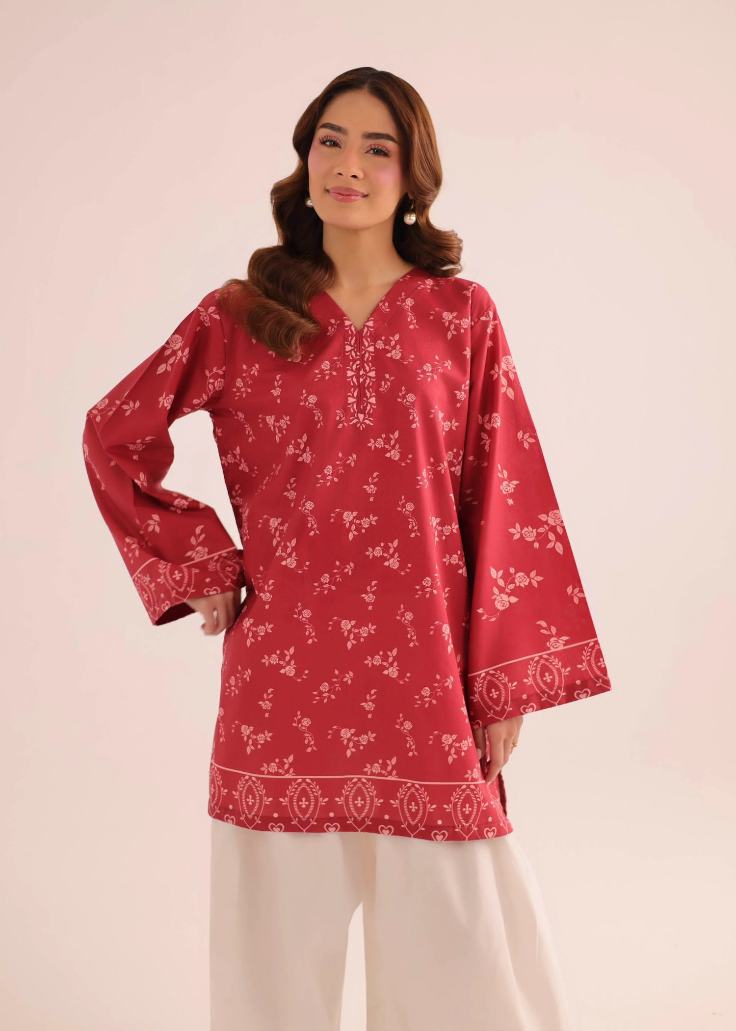 Summer Wear Brick Red Poly Lawn Pakistani Clothes Online in Sri Lanka India Australia