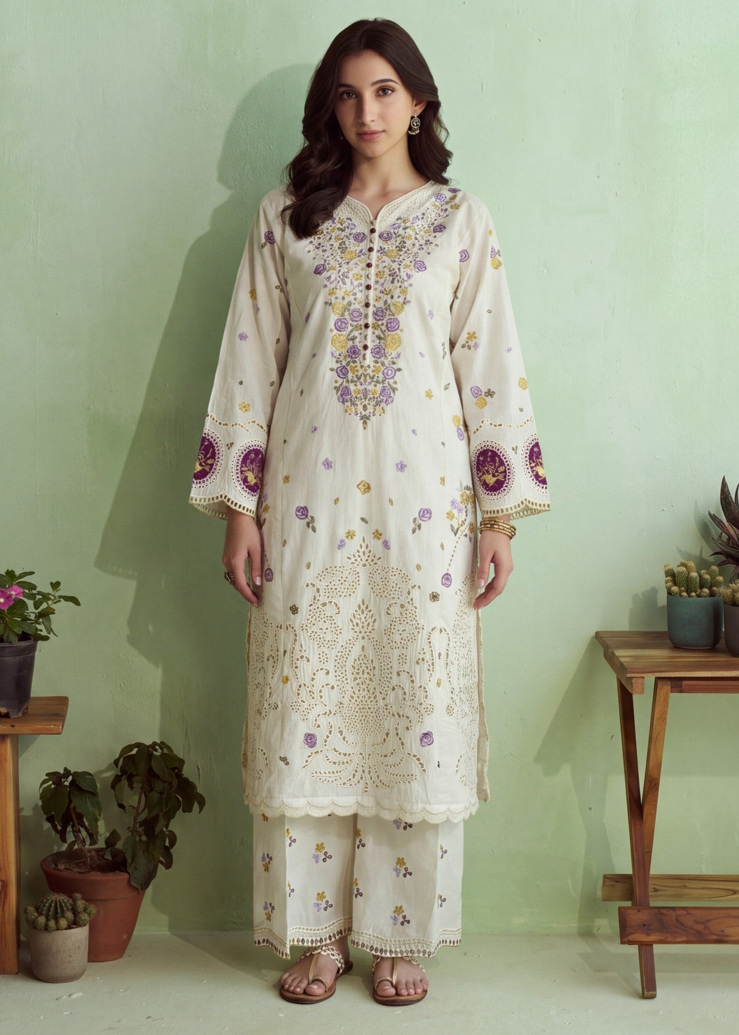 Summer Wear Light Yellow Embroidered Lawn Dress Online in Sri Lanka India Australia