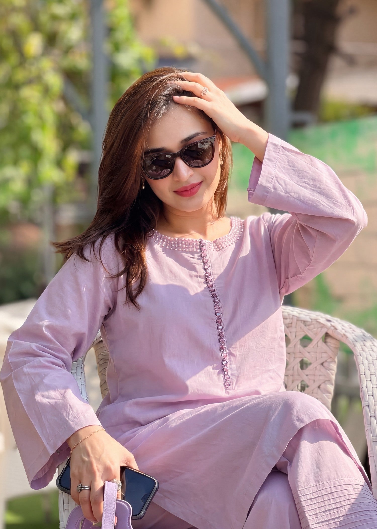 Summer Wear Lilac Lawn Salwar Suit Online in Dubai UAE Abudhabi Ajman Sharjah