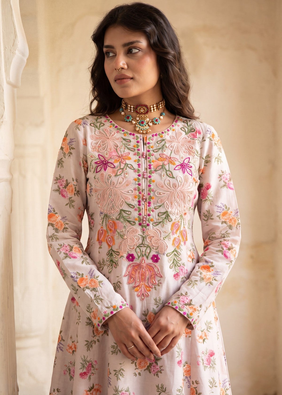 Summer Wear Pastel Pink Lawn A-Line Pishwas Online in Sri Lanka India Australia