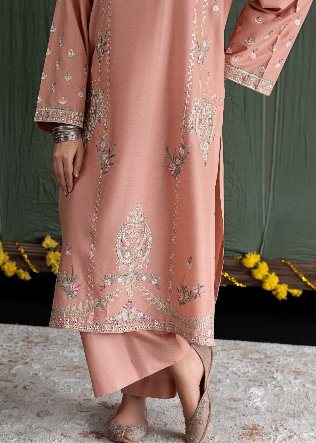 Summer Wear Peach Lawn Designer Salwar Suit Online in Sri Lanka India Australia