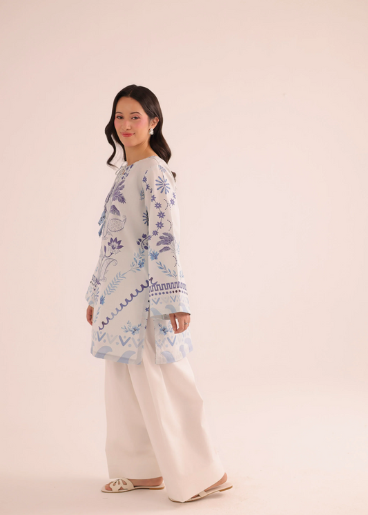 Summer Wear Pearl White Printed Lawn Suit Online in Sri Lanka India Australia