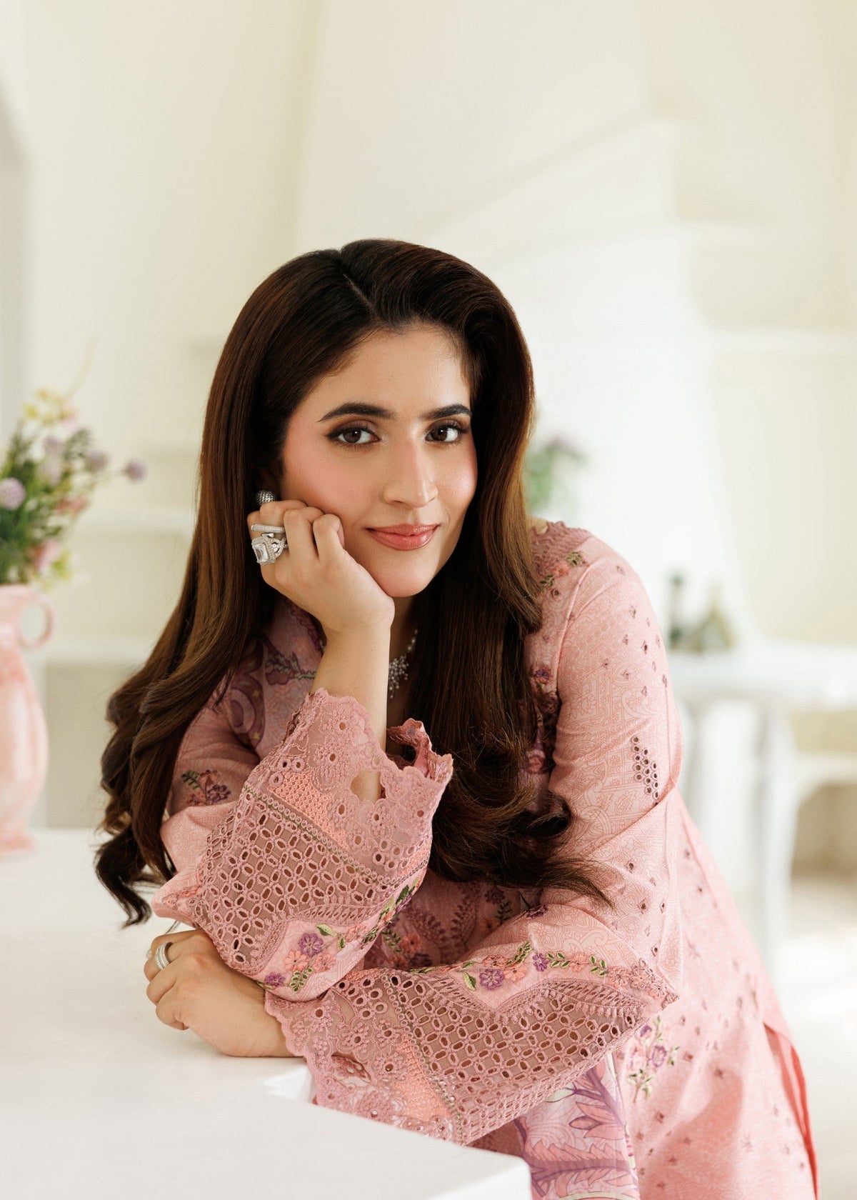 Summer Wear Pink Lawn Salwar Suit Online in Dubai DXB UAE Abudhabi Meena Bazaar