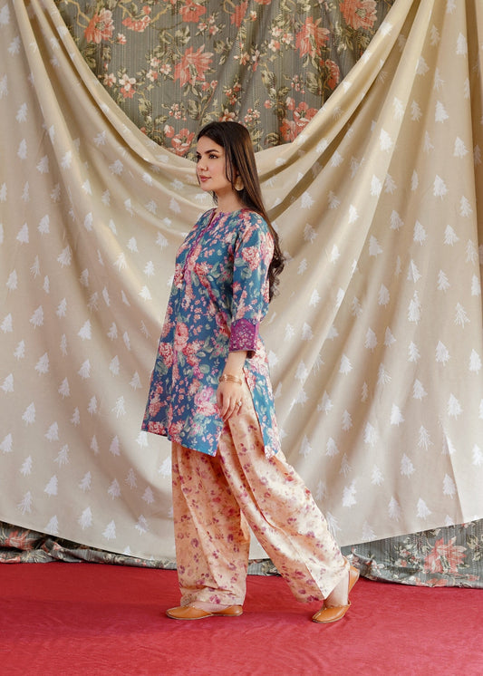 Summer Wear Royal Blue Lawn Shalwar Kameez Online in KSA Riyadh Saudi Arabia Oman Bahrain Qatar