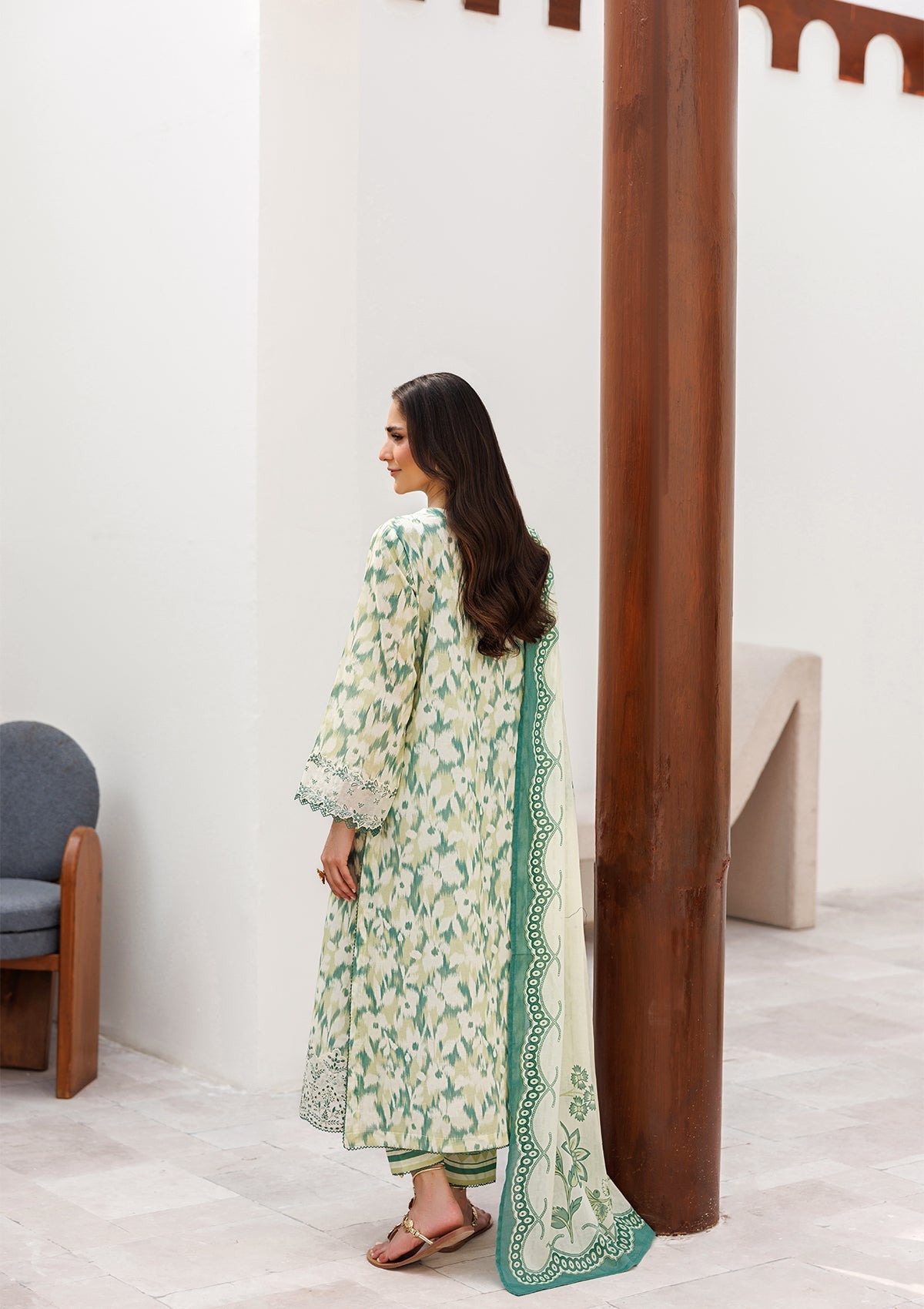 Summer Wear Yellow Green Lawn Suit Online in Sri Lanka India Australia