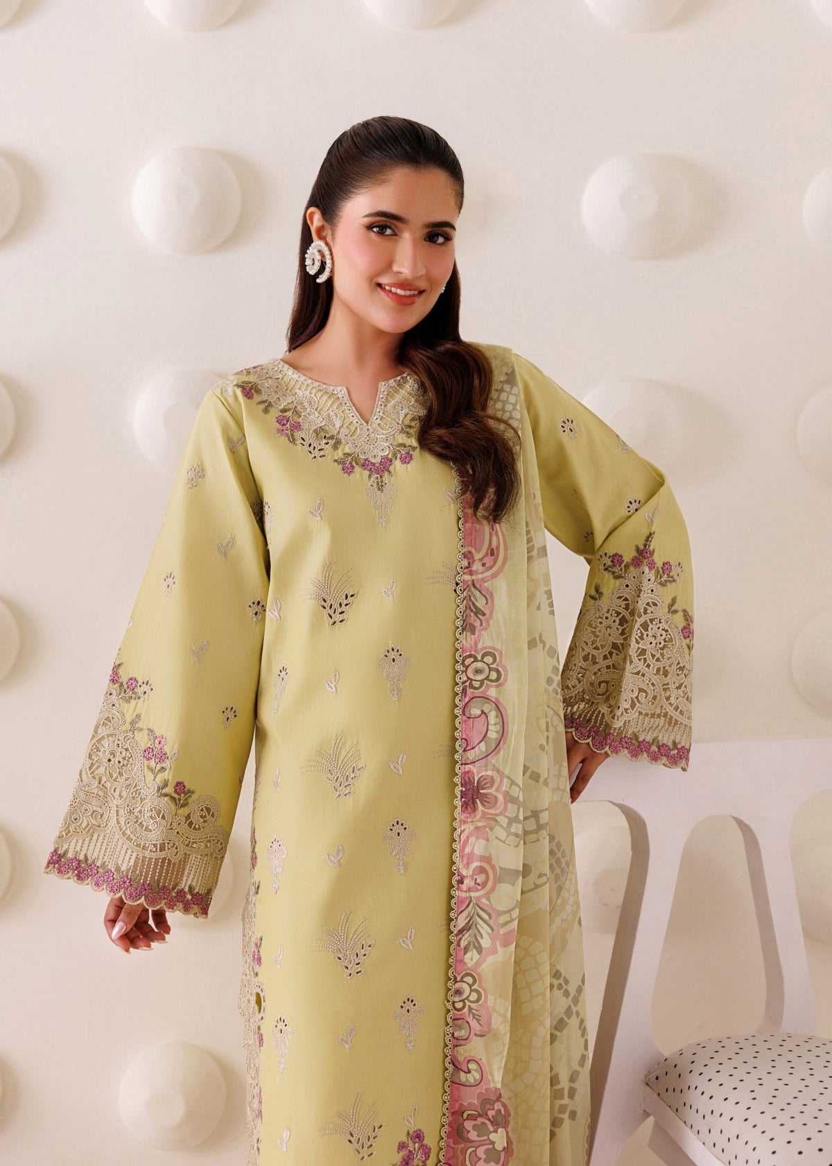Summer Wear Yellow Lawn Salwar Kameez Online in KSA Riyadh Saudi Arabia Oman Bahrain Qatar