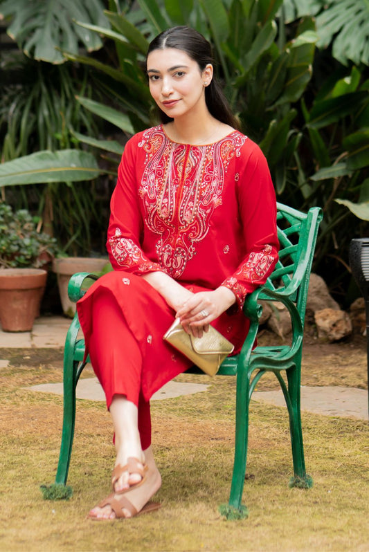 Crimson Kurta Pant Set