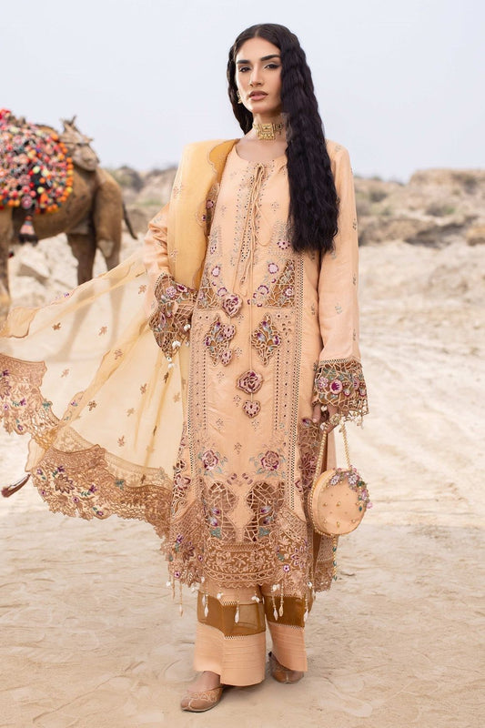 Tan Brown Embroidered Raw Silk Salwar Kameez Online in Dubai UAE Abudhabi Ajman Sharjah