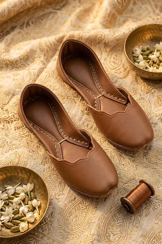 Tan Brown Leather Khussa Online in Dubai UAE Abudhabi Ajman Sharjah