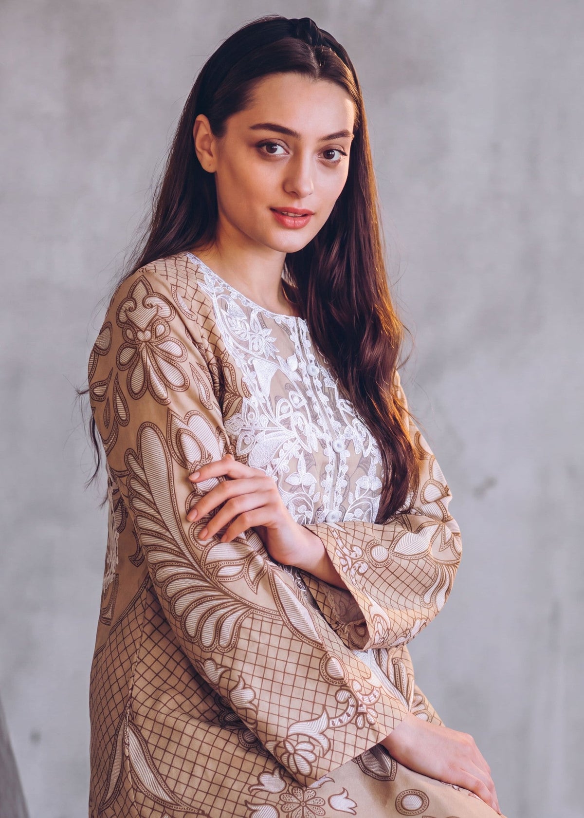 Tan Brown Patchwork Kaftan Online in Dubai DXB UAE Abudhabi Meena Bazaar