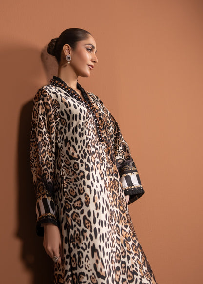Tan Brown Silk Printed Kurta Set for Women Online in Dubai DXB UAE Abudhabi Meena Bazaar