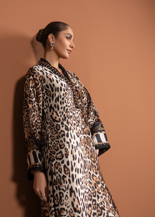 Tan Brown Silk Printed Kurta Set for Women Online in Dubai DXB UAE Abudhabi Meena Bazaar