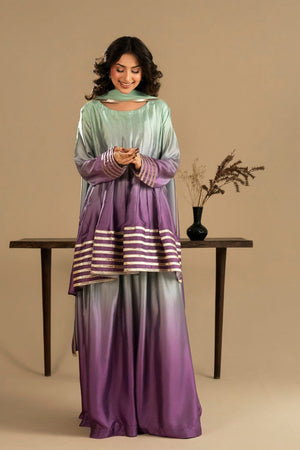 Tea Green Gota Work Silk Sharara Online in Dubai UAE Abudhabi Ajman Sharjah