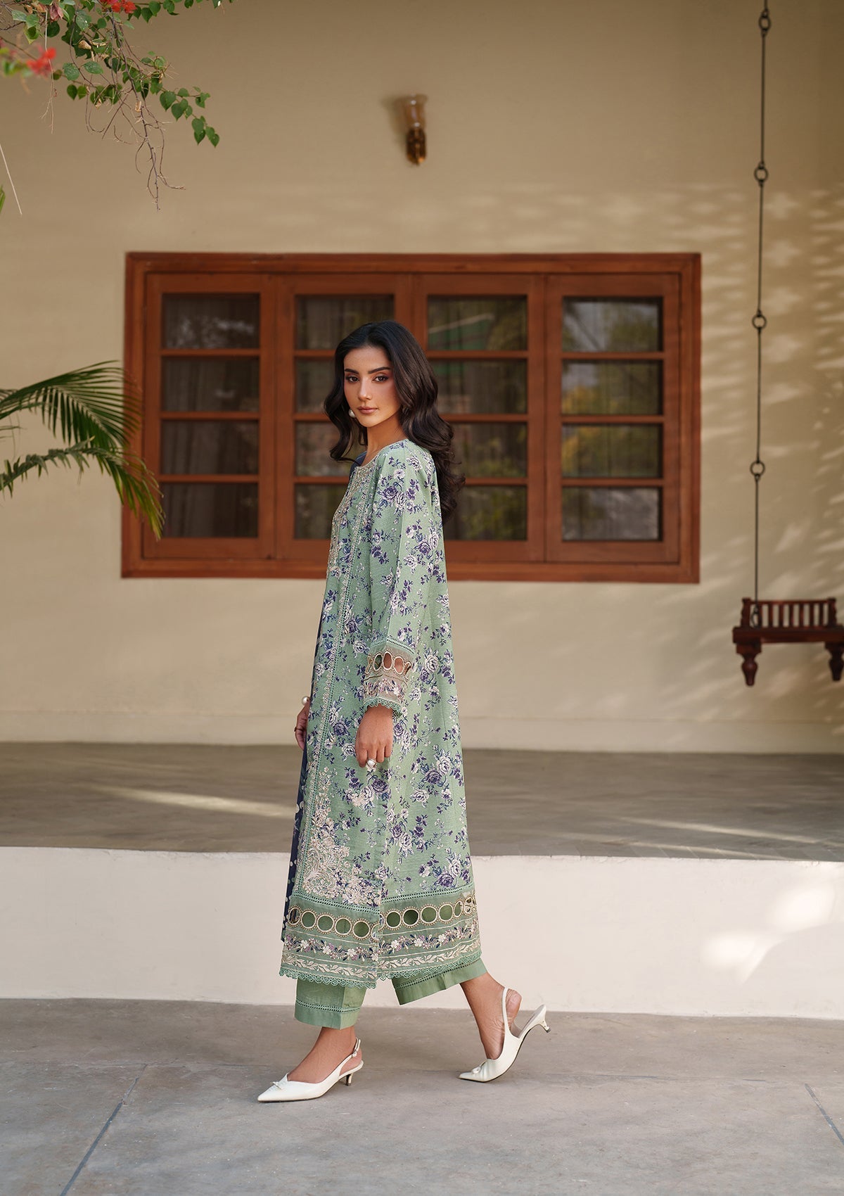Tea Green Lawn Shalwar Kameez Online in Dubai DXB UAE Abudhabi Meena Bazaar