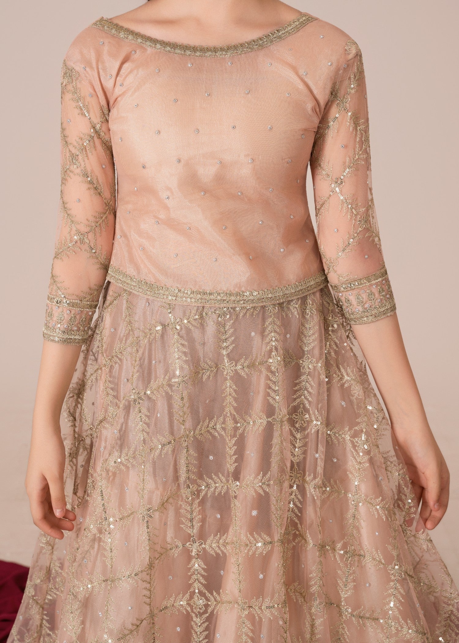 Tea Pink Embroidered Net Lehenga Party Wear Online in Dubai UAE Abudhabi Ajman Sharjah