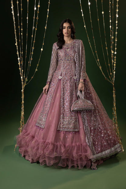 Tea Rose Pink Adda Work Net Lehenga Set Online in Dubai UAE Abudhabi Ajman Sharjah