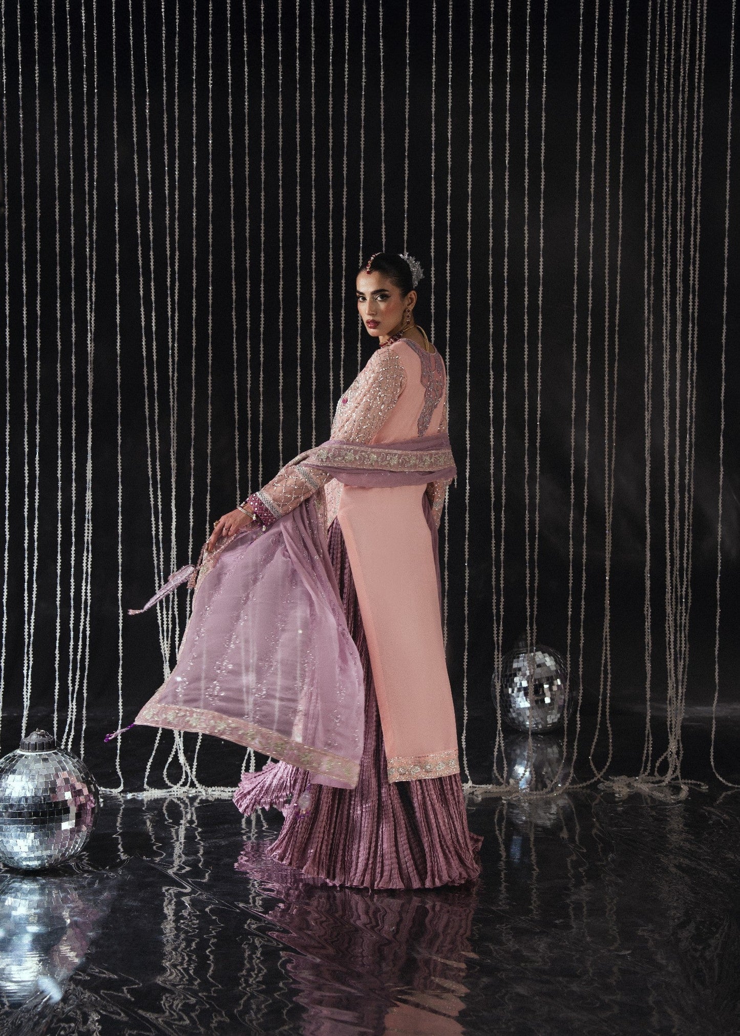 Tea Rose Pink Chiffon Embroidered Wedding Outfit Online in Sri Lanka India Australia