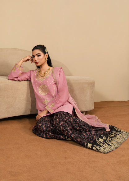Tea Rose Pink Cotton Gharara Online in Dubai UAE Abudhabi Ajman Sharjah