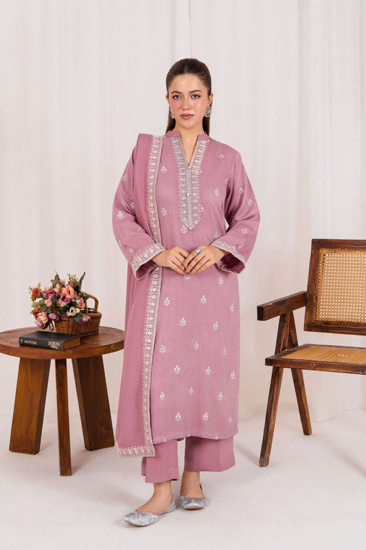 Tea Rose Pink Embroidered Silk Karandi Straight Trouser Suit Online in Dubai UAE Abudhabi Ajman Sharjah