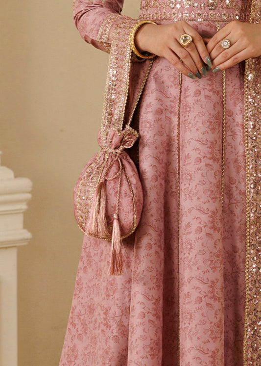 Tea Rose Pink Leather Bridal Clutch Online in KSA Riyadh Saudi Arabia Oman Bahrain Qatar