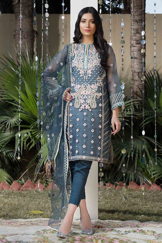 Teal Adda Work Organza Festive Suit Online in Dubai UAE Abudhabi Ajman Sharjah