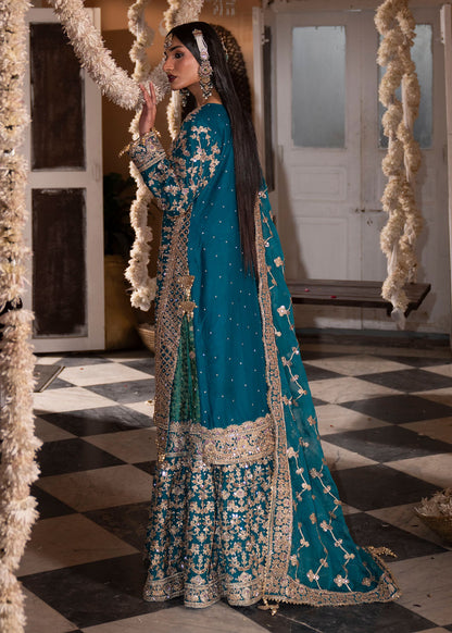 Teal Charmuse Festive Suit Online in Dubai UAE Abudhabi Ajman Sharjah