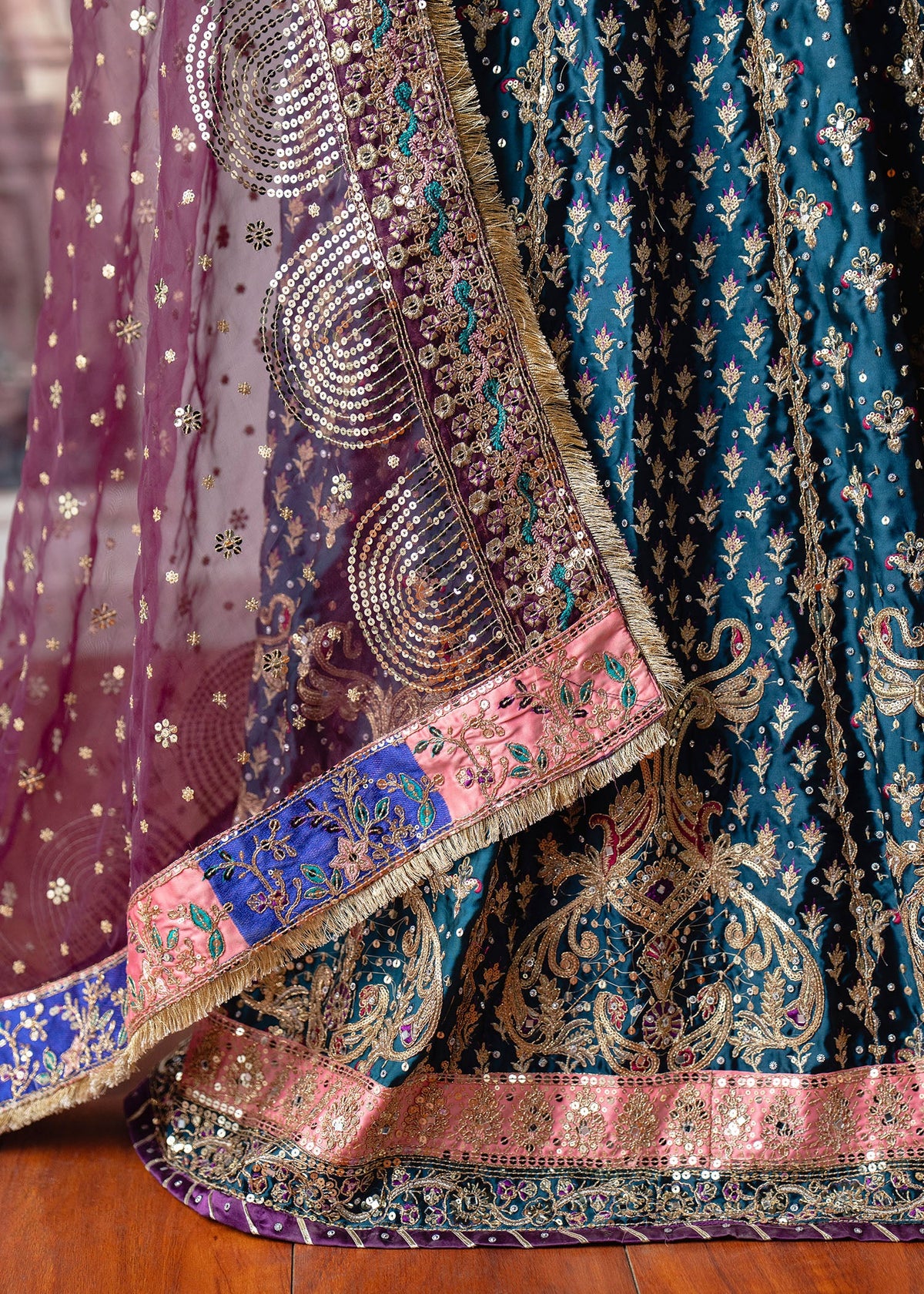 Teal Charmuse Lehenga Choli Embroidered Online in Dubai UAE Abudhabi Ajman Sharjah