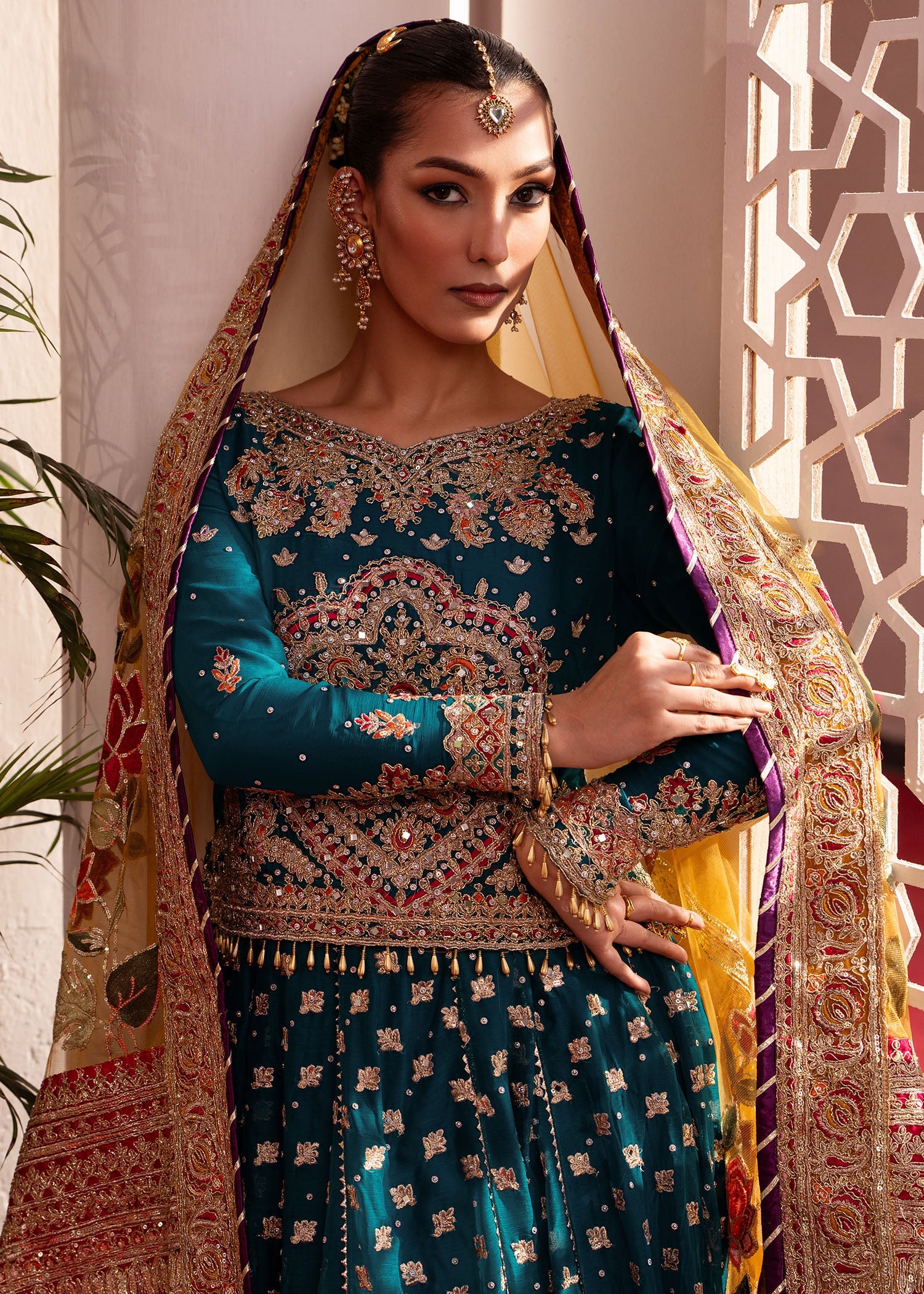 Teal Chiffon Embroidered 3 Piece Suit Online in Sri Lanka India Australia